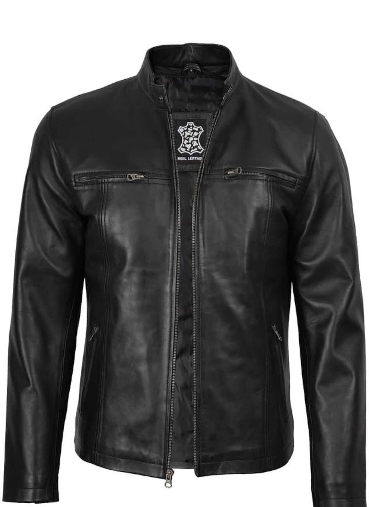 Chaqueta de cuero con capucha